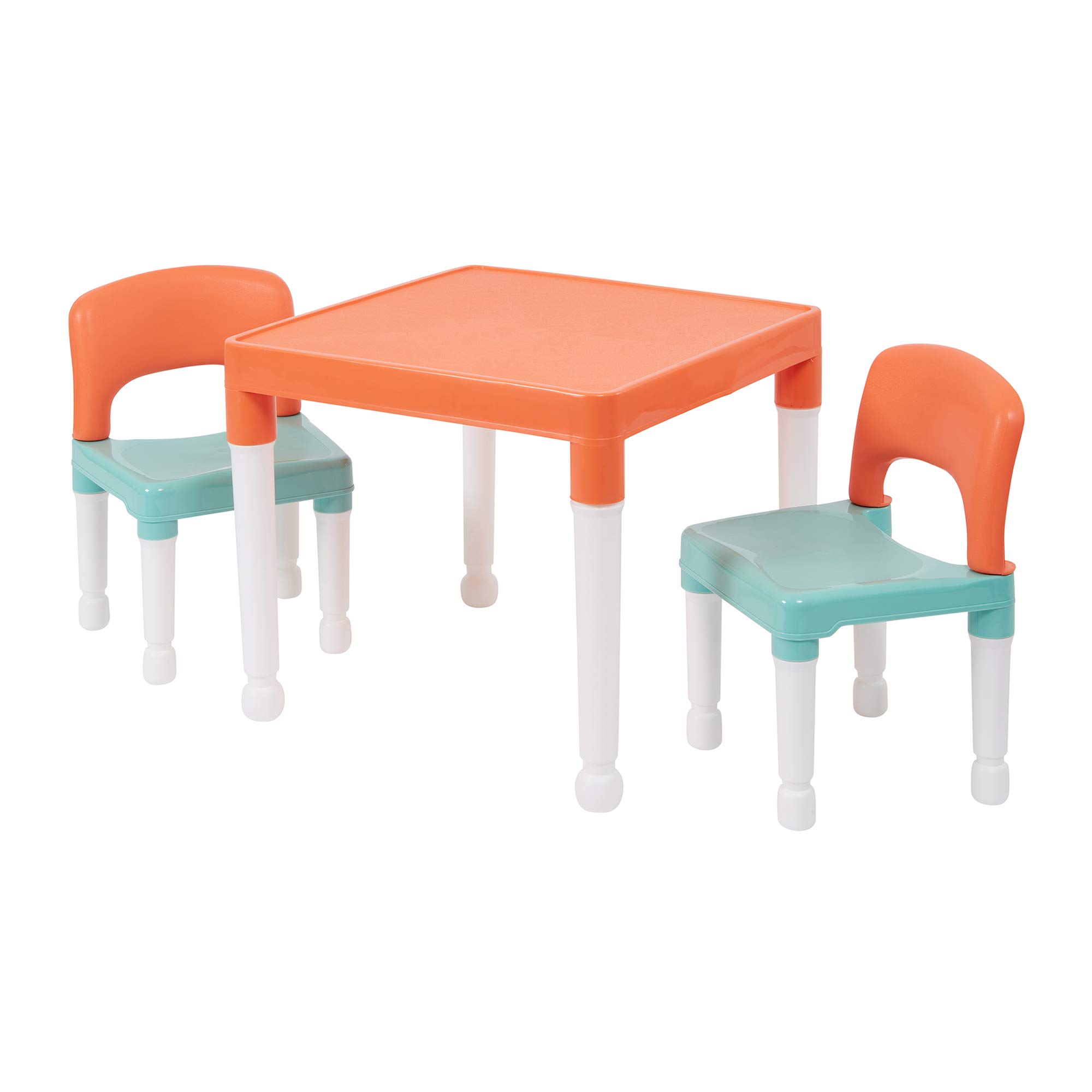 Liberty House Toys Table and Chairs Perfezionato per Bambini Verde Arancione Bianco 51x51x43 cm Tavolo 27x31x44 cm Algeb