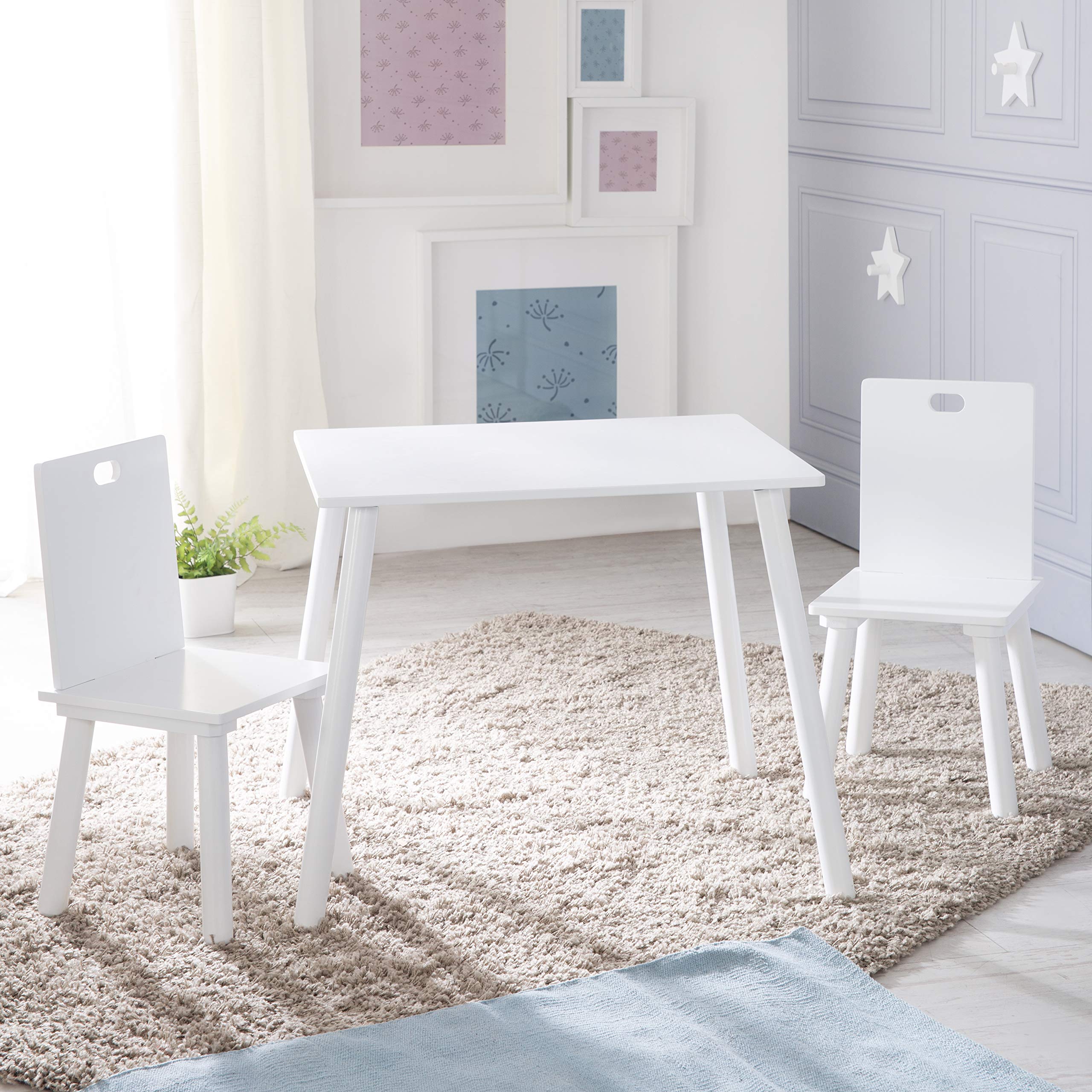 Roba Table Set per Bambini 2 Sedie Legno Verniciato bianco